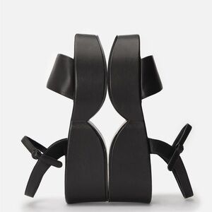 Robert Clergerie Black Leather Platform Sandals with Ankle Strap